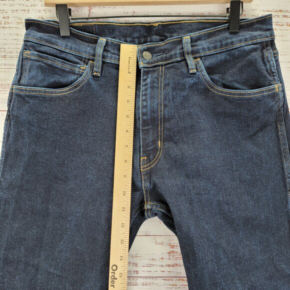 Levis Workwear Fit Jeans Mens Size 33 x 32 Dark Blue Denim - Picture 6 of 11
